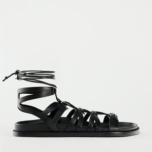 Zara leather flat lace up sandals